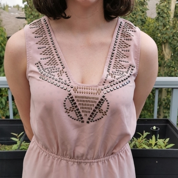 Ecote Beige Sleeveless Dress With Studs Medium - Picture 4 of 7